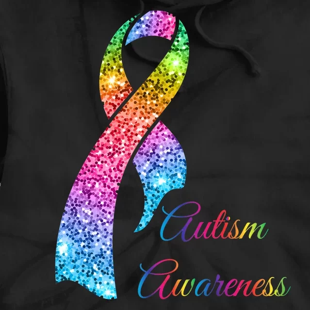 Autism Awareness Sparkle Glitter Ribbon Tie Dye Hoodie