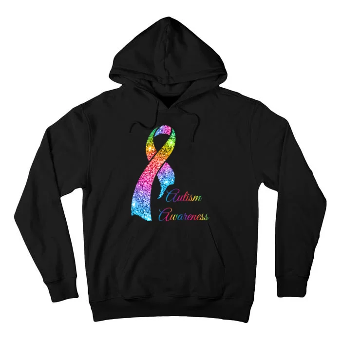 Autism Awareness Sparkle Glitter Ribbon Tall Hoodie