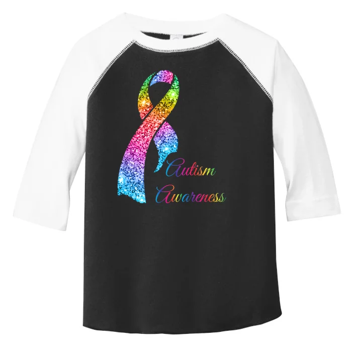 Autism Awareness Sparkle Glitter Ribbon Toddler Fine Jersey T-Shirt