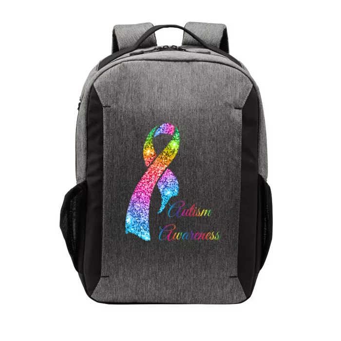 Autism Awareness Sparkle Glitter Ribbon Vector Backpack