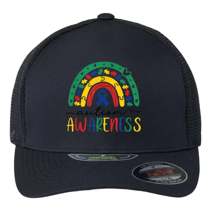 Autism Awareness Shirt Puzzle Pieces Rainbow Gifts for Mom Flexfit Unipanel Trucker Cap