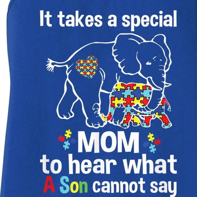 Autism Awareness Shirt Gifts for Mom Elephant Autism Mom Women's Racerback Tank