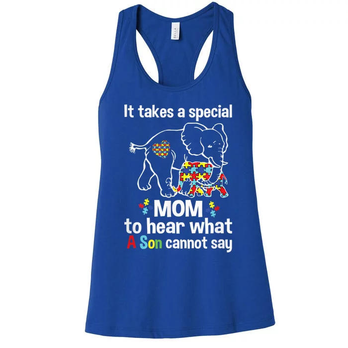 Autism Awareness Shirt Gifts for Mom Elephant Autism Mom Women's Racerback Tank