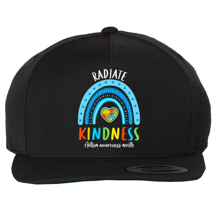 Autism Awareness Special Ed Teacher Radiate Kindness Rainbow Wool Snapback Cap