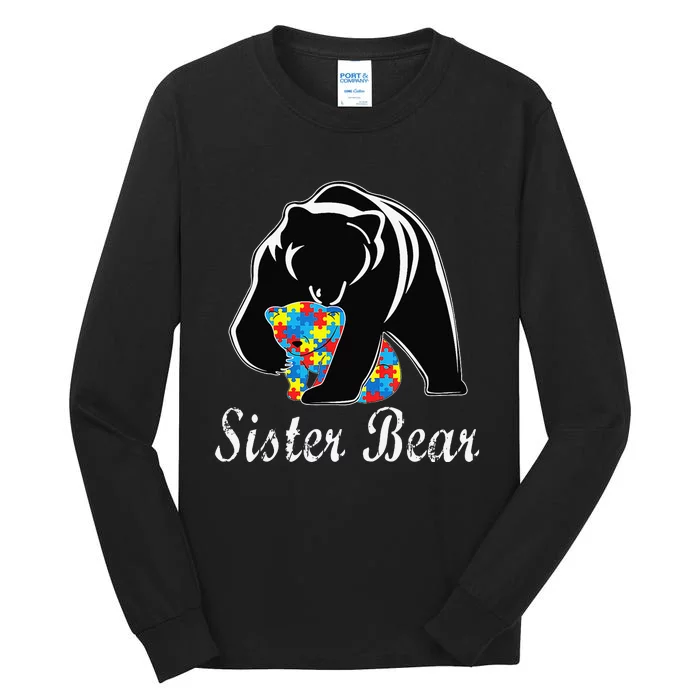 Autism Awareness Sister Bear Support Autistic Adults Tall Long Sleeve T-Shirt