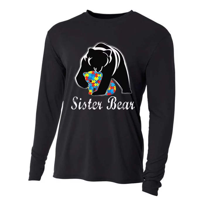 Autism Awareness Sister Bear Support Autistic Adults Cooling Performance Long Sleeve Crew