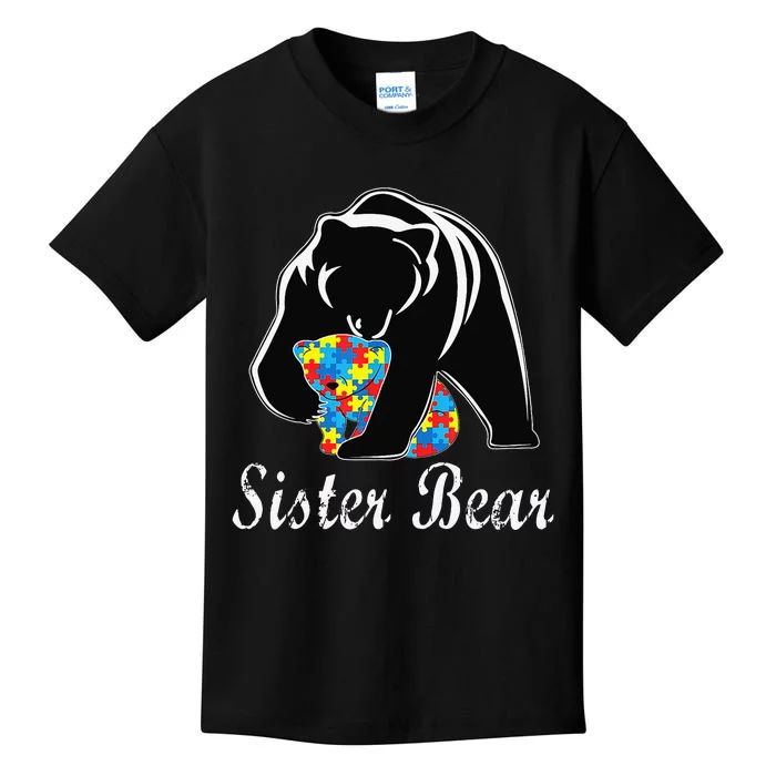 Autism Awareness Sister Bear Support Autistic Adults Kids T-Shirt