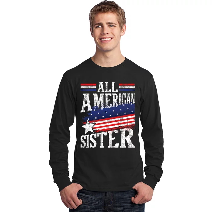 All American Sister 4th Of July USA Flag Sisters Sibling Long Sleeve Shirt