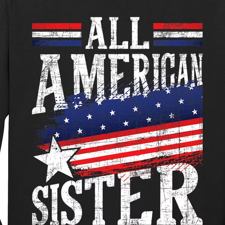 All American Sister 4th Of July USA Flag Sisters Sibling Long Sleeve Shirt