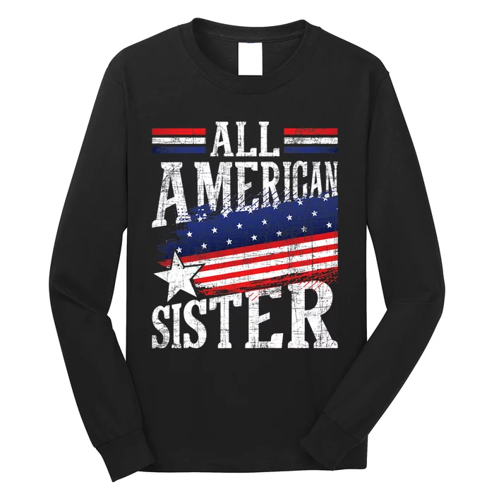 All American Sister 4th Of July USA Flag Sisters Sibling Long Sleeve Shirt