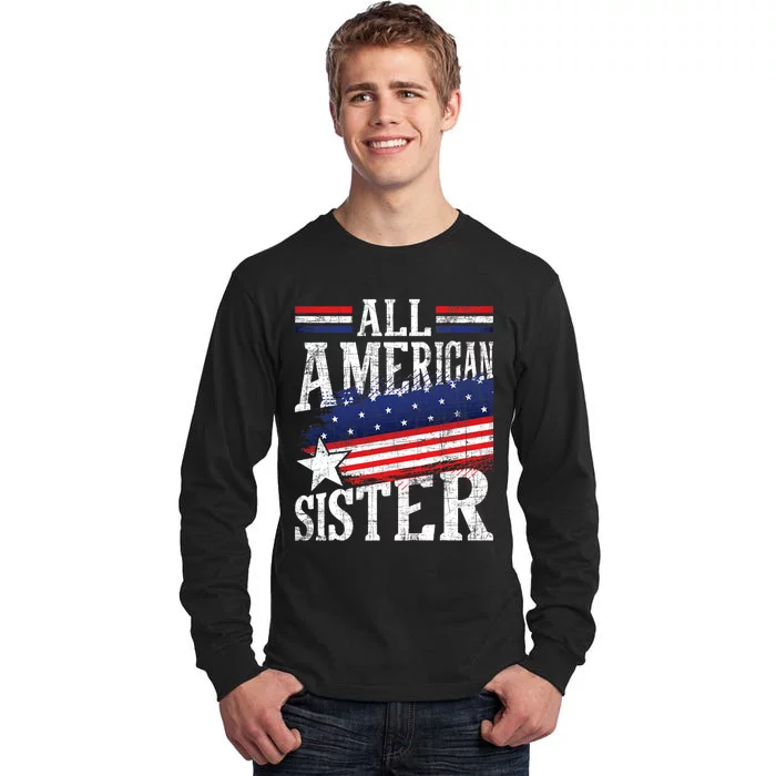 All American Sister 4th Of July USA Flag Sisters Sibling Tall Long Sleeve T-Shirt