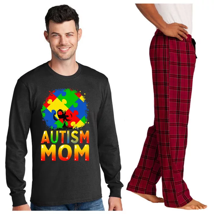 Autism Awareness Strong Mom Afro Mother Long Sleeve Pajama Set