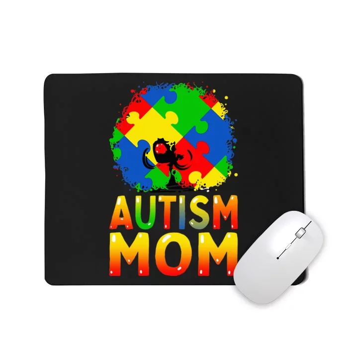 Autism Awareness Strong Mom Afro Mother Mousepad