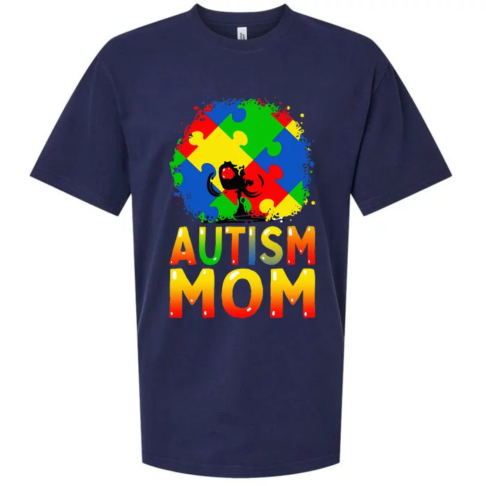 Autism Awareness Strong Mom Afro Mother Sueded Cloud Jersey T-Shirt