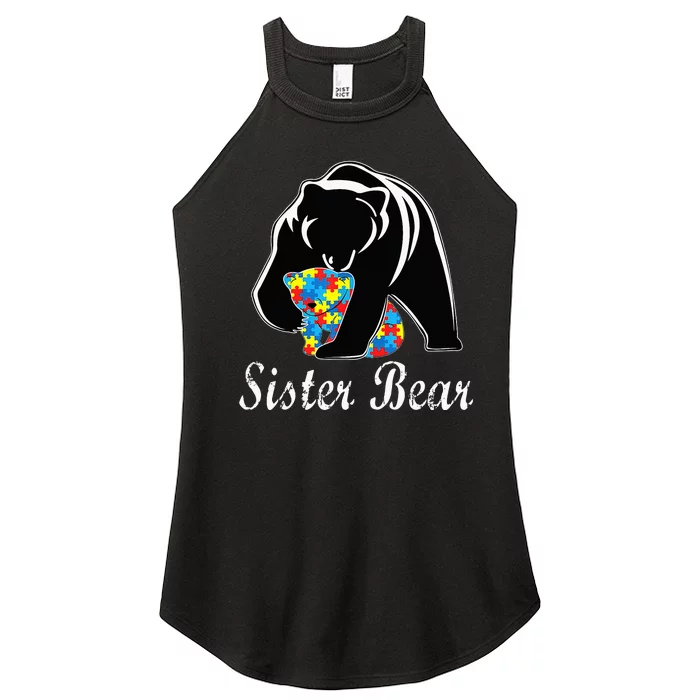 Autism Awareness Sister Bear Support Autistic Adults Women’s Perfect Tri Rocker Tank