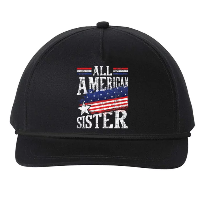 All American Sister 4th Of July USA Flag Sisters Sibling Snapback Five-Panel Rope Hat