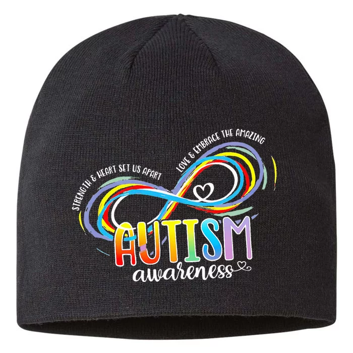 Autism Awareness Strength And Heart Set Us Apart 8 1/2in Sustainable Knit Beanie