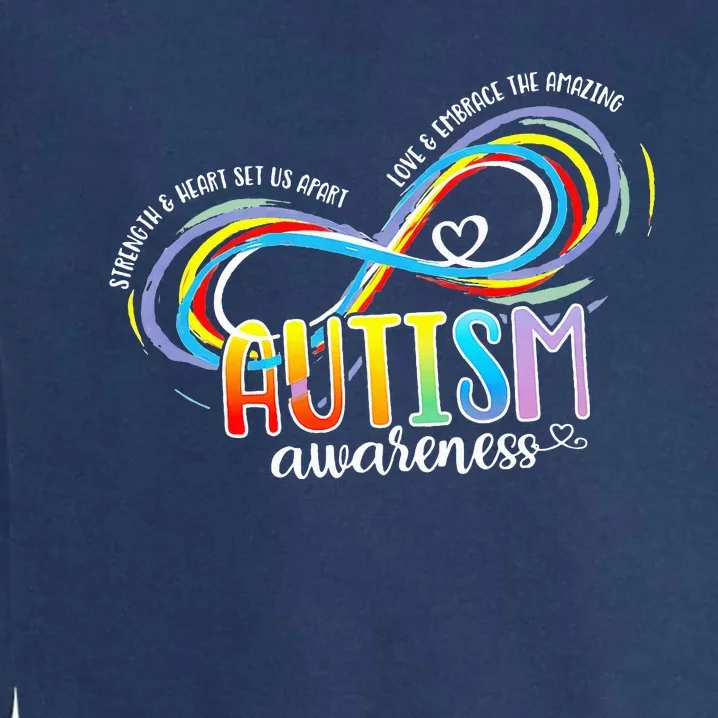 Autism Awareness Strength And Heart Set Us Apart Garment-Dyed Sweatshirt