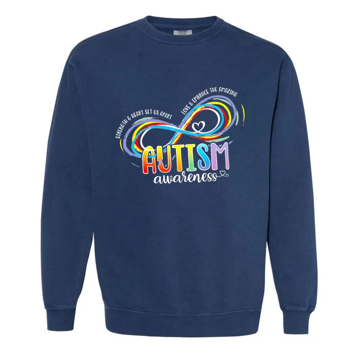 Autism Awareness Strength And Heart Set Us Apart Garment-Dyed Sweatshirt