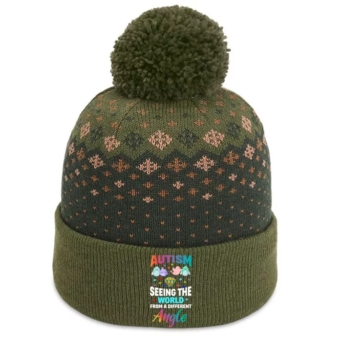 Autism Awareness Seeing The World From A Different Angle Gift The Baniff Cuffed Pom Beanie