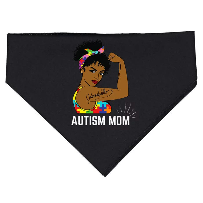 Autism Awareness Strong Mom Afro Mother Black USA-Made Doggie Bandana