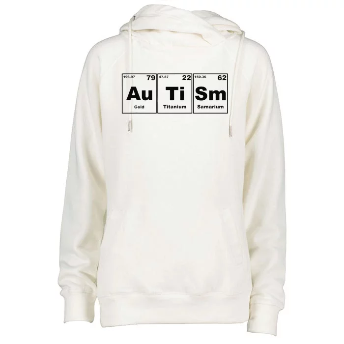 Autism Awareness Support Women, Autism Periodic Table Womens Funnel Neck Pullover Hood