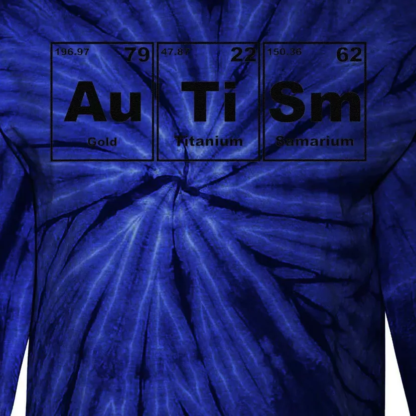 Autism Awareness Support Women, Autism Periodic Table Tie-Dye Long Sleeve Shirt