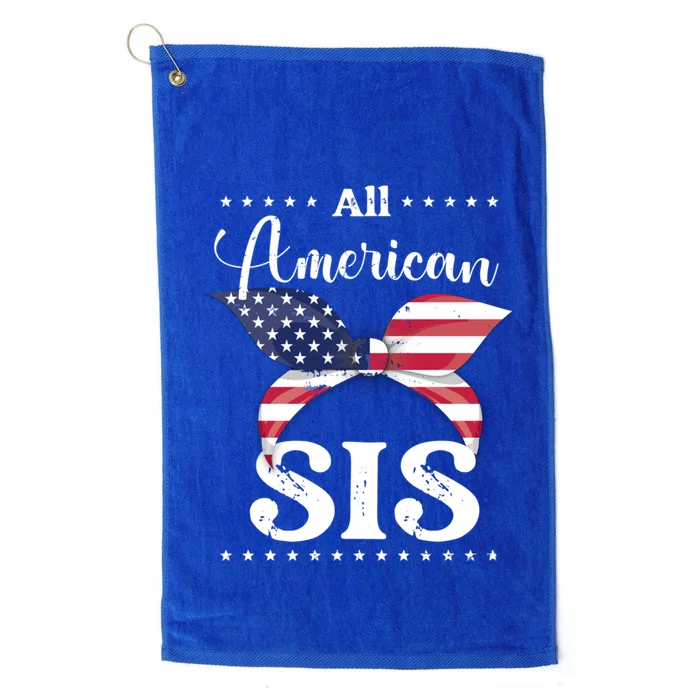 All American Sis July 4 Gift Platinum Collection Golf Towel