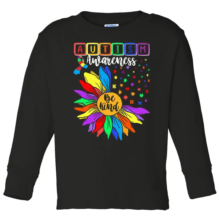 Autism Awareness Sunflower Choose Kindness Autism Mom Toddler Long Sleeve Shirt