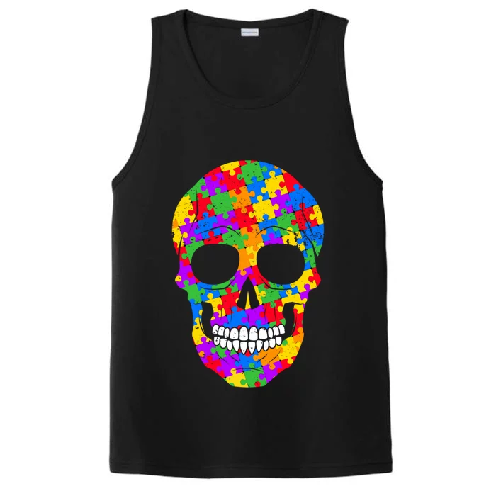 Autism Awareness Skull Autism Autistic Support Awareness Meaningful Gift Performance Tank