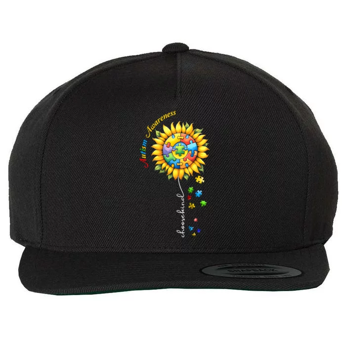 Autism Awareness Sunflower Choose Kind Autism Mom Gift Wool Snapback Cap