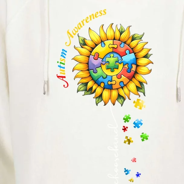 Autism Awareness Sunflower Choose Kind Autism Mom Gift Womens Funnel Neck Pullover Hood