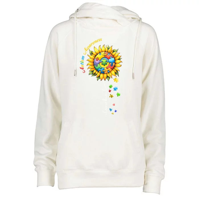 Autism Awareness Sunflower Choose Kind Autism Mom Gift Womens Funnel Neck Pullover Hood