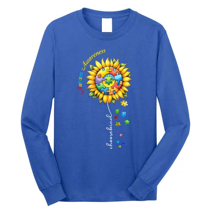 Autism Awareness Sunflower Choose Kind Autism Mom Gift Long Sleeve Shirt