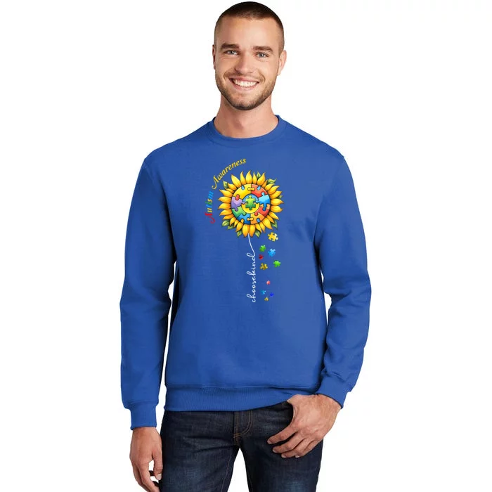 Autism Awareness Sunflower Choose Kind Autism Mom Gift Tall Sweatshirt