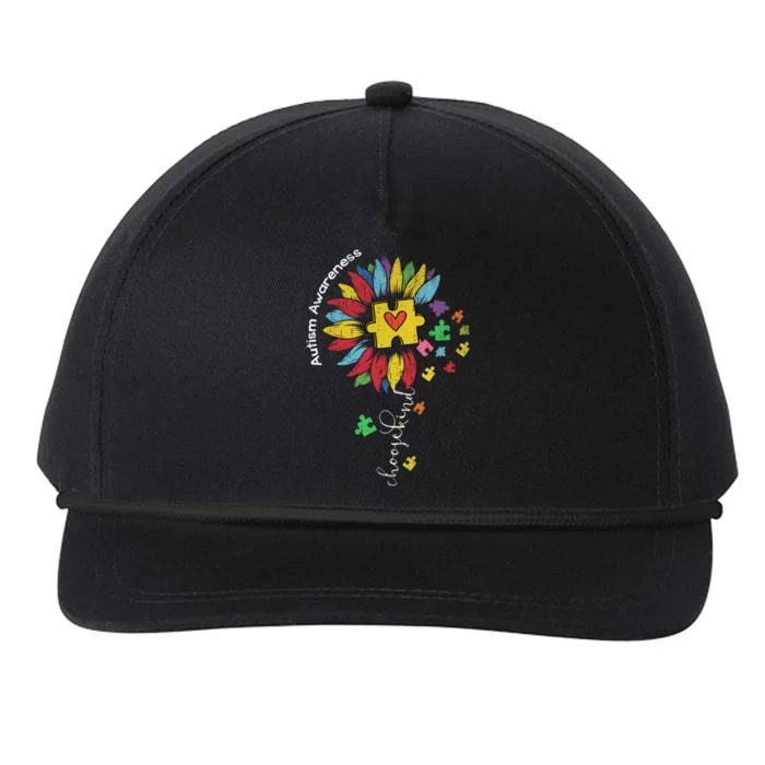 Autism Awareness Sunflower Choose Kind Autistic Mom Cute Gift Snapback Five-Panel Rope Hat