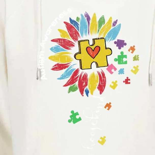 Autism Awareness Sunflower Choose Kind Autistic Mom Cute Gift Womens Funnel Neck Pullover Hood