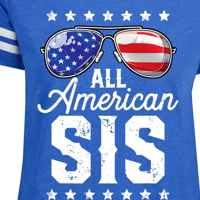 All American Sis 4th Of July Family Matching Sunglasses Gift Enza Ladies Jersey Football T-Shirt