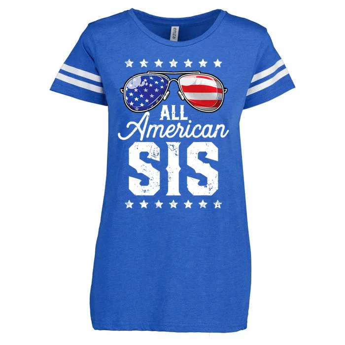 All American Sis 4th Of July Family Matching Sunglasses Gift Enza Ladies Jersey Football T-Shirt