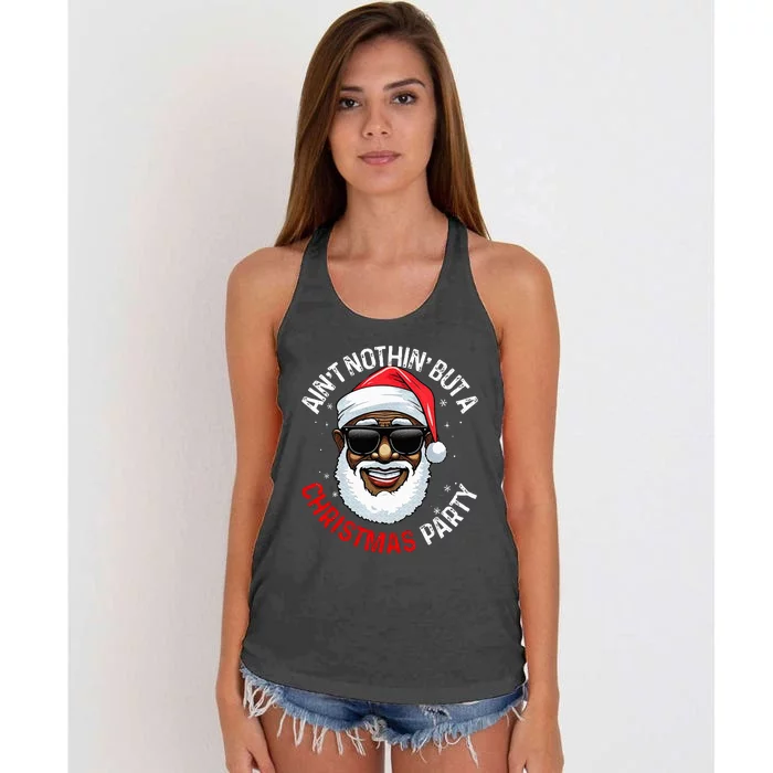 African American Santa Claus Christmas Pajama Women's Knotted Racerback Tank