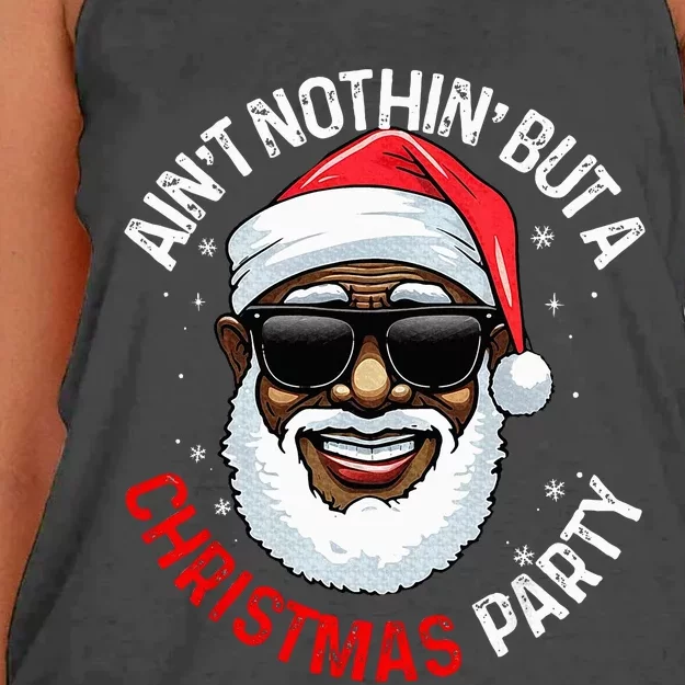 African American Santa Claus Christmas Pajama Women's Knotted Racerback Tank