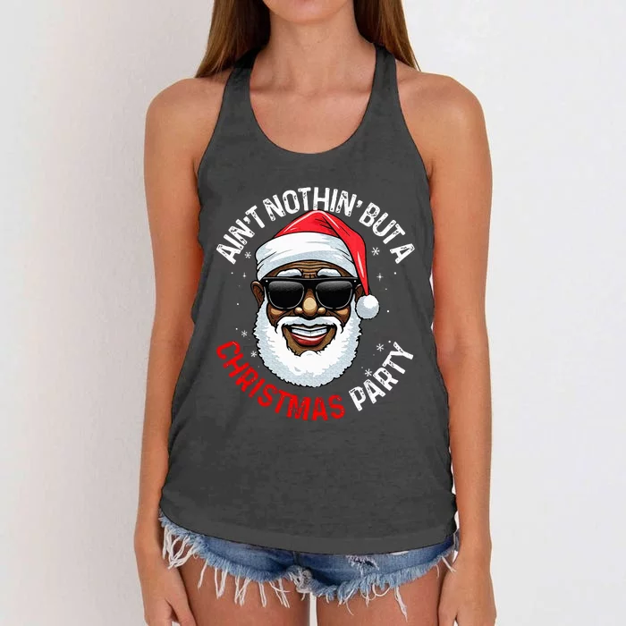 African American Santa Claus Christmas Pajama Women's Knotted Racerback Tank