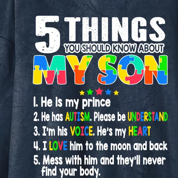 Autism Awareness Support Autism Son for Mom Dad Hooded Wearable Blanket