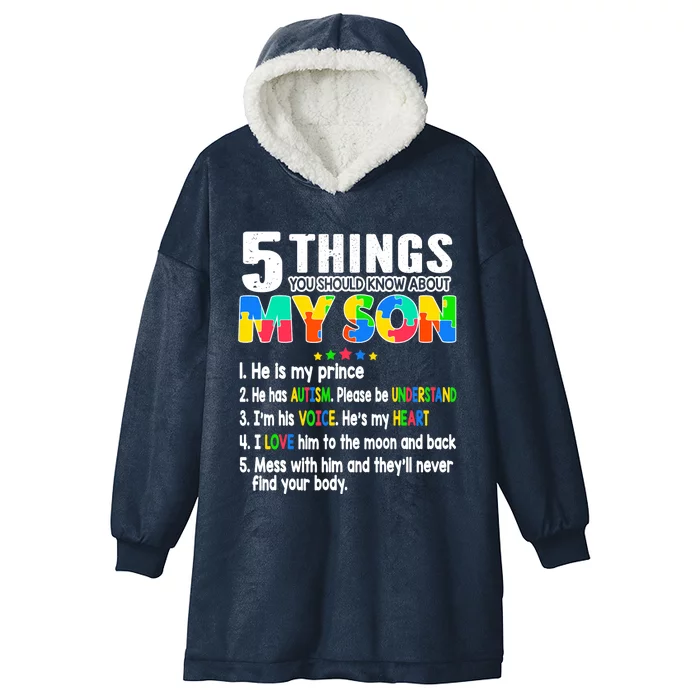 Autism Awareness Support Autism Son for Mom Dad Hooded Wearable Blanket