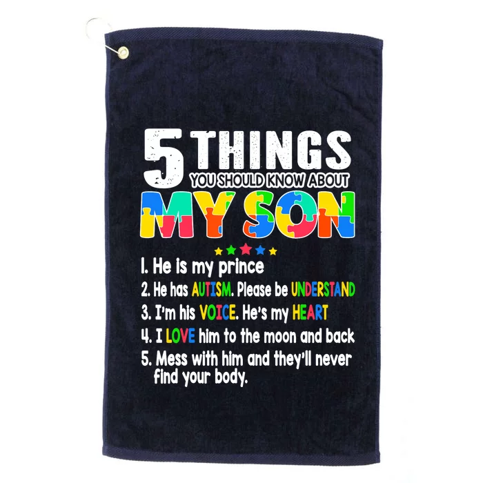 Autism Awareness Support Autism Son for Mom Dad Platinum Collection Golf Towel