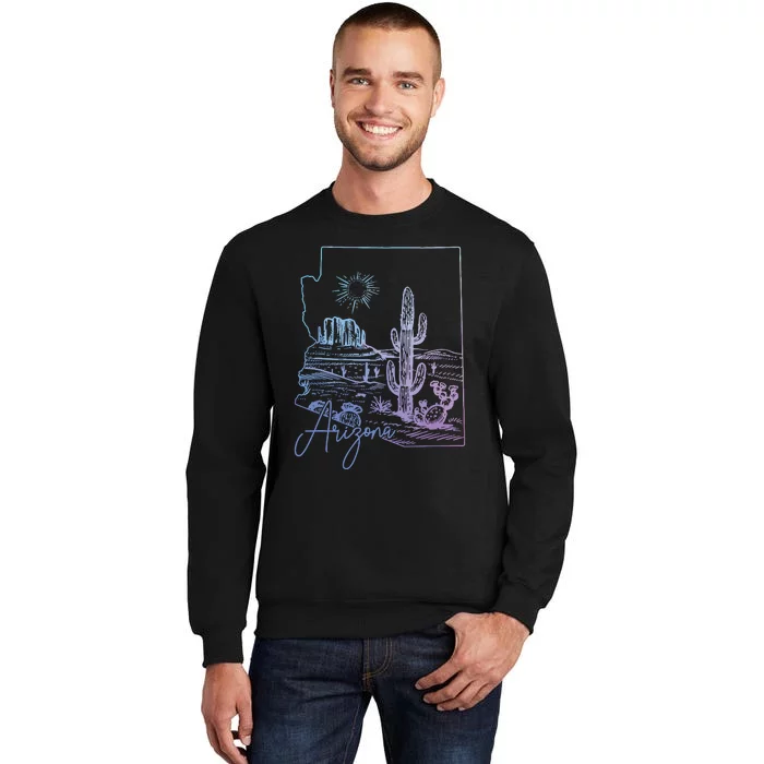 Arizona Az State Map Pride Cactus Vintage Sweatshirt