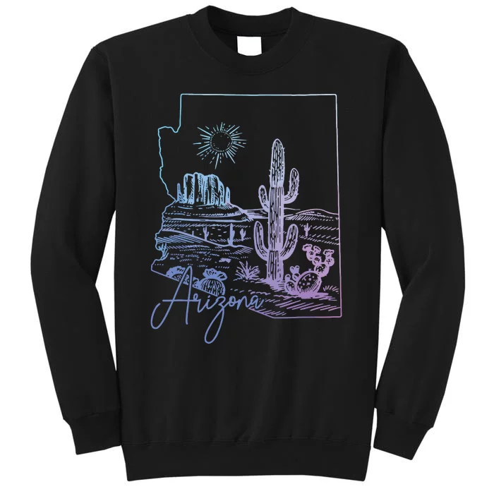 Arizona Az State Map Pride Cactus Vintage Sweatshirt