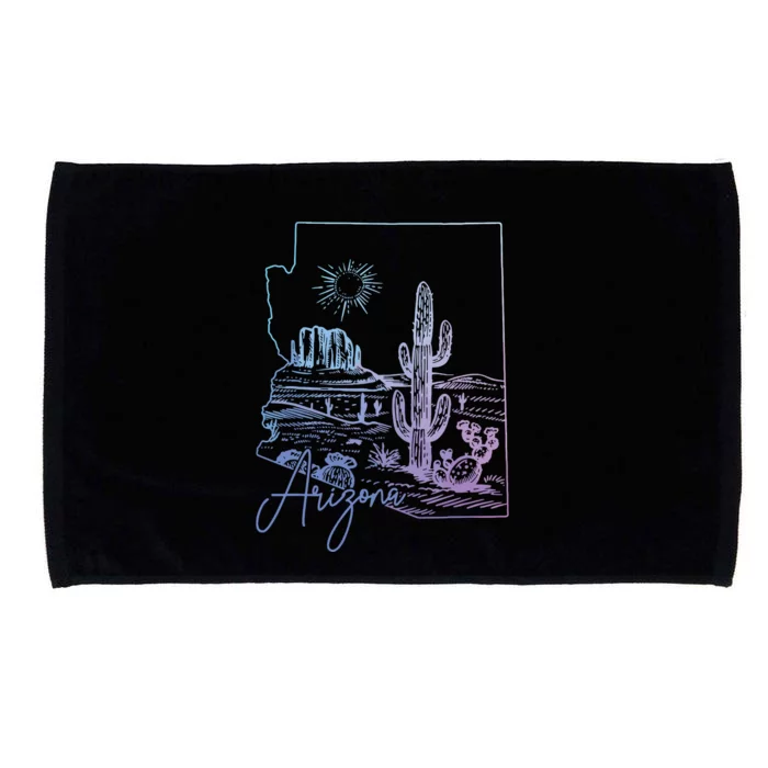 Arizona Az State Map Pride Cactus Vintage Microfiber Hand Towel