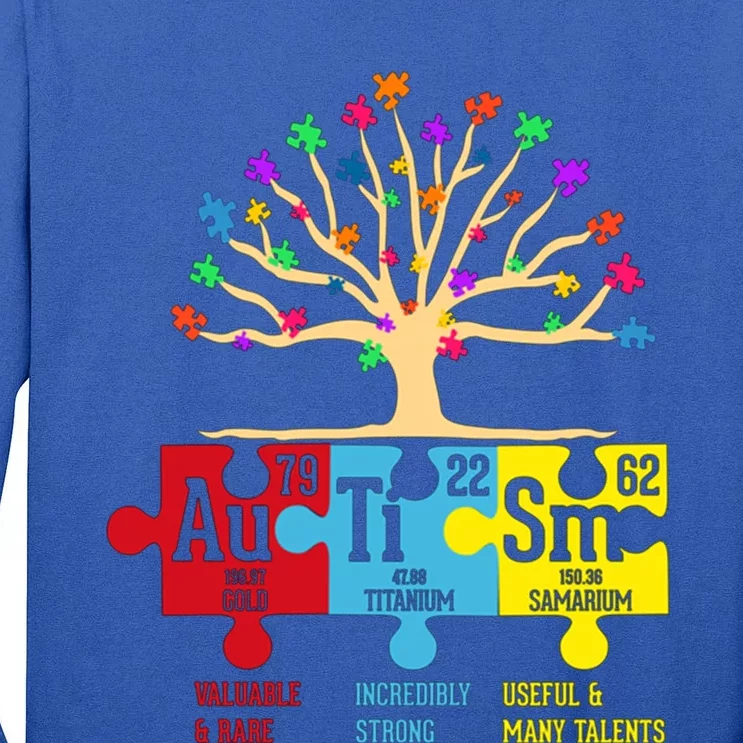 Autism Awareness Support Autism Periodic Table Gift Tall Long Sleeve T-Shirt