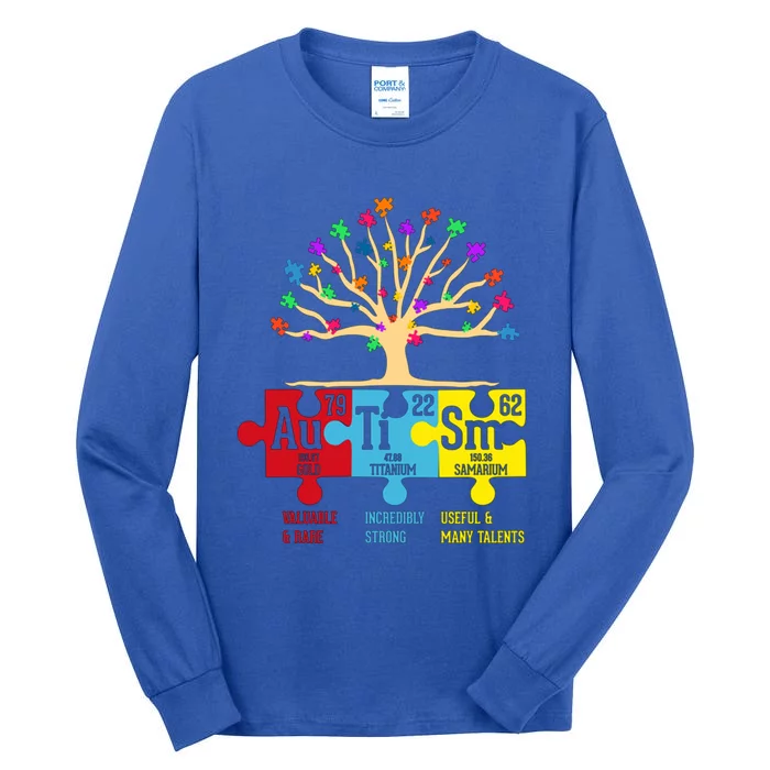 Autism Awareness Support Autism Periodic Table Gift Tall Long Sleeve T-Shirt